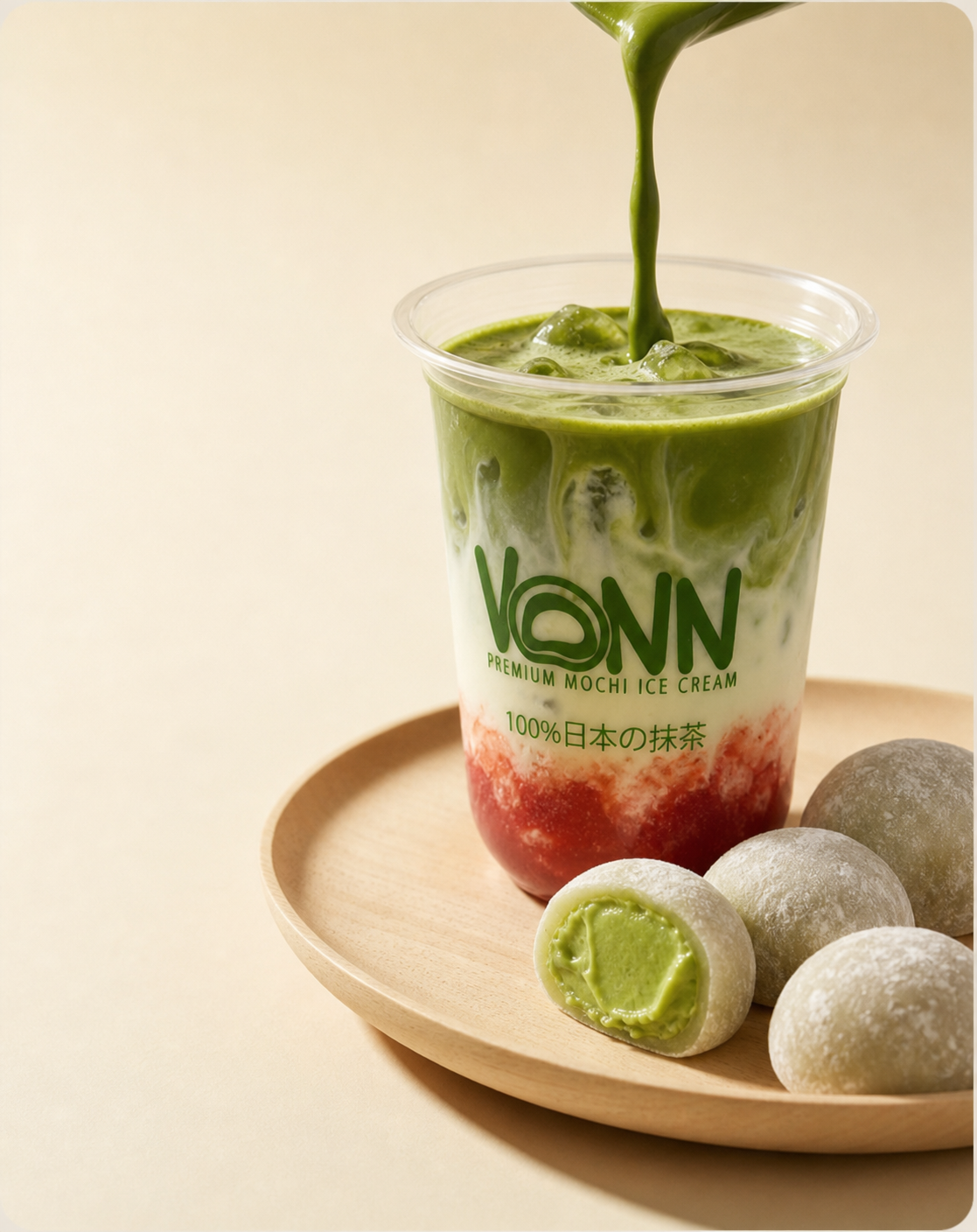 Mochi artesanal y matcha latte