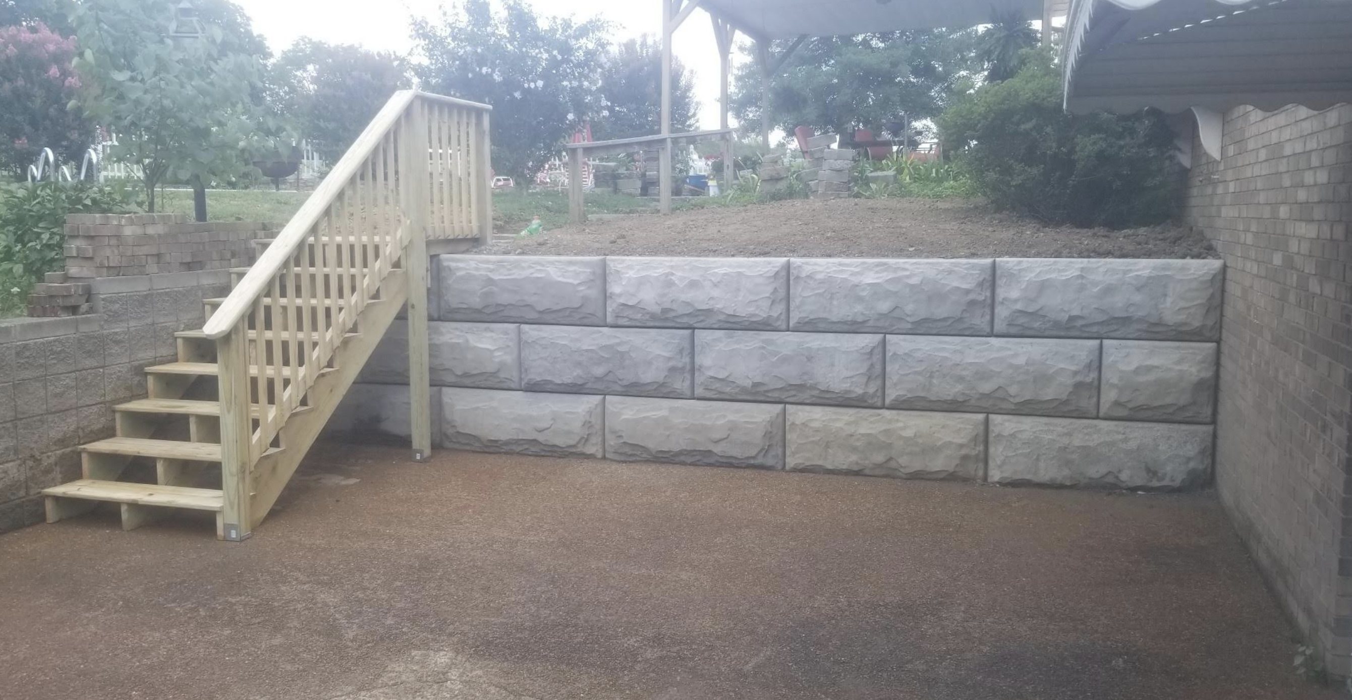 Patio Wall & Deck Stairs project completed in Spring Hill, TN by C & X Construction