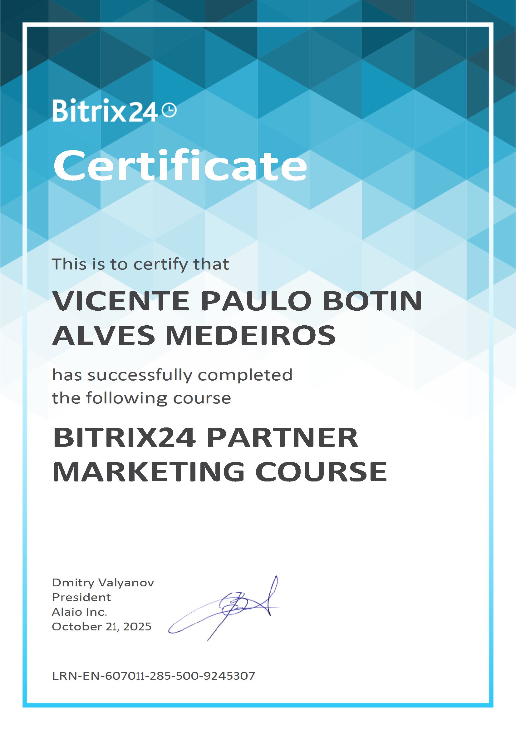 Certificado de Parceria Kommo