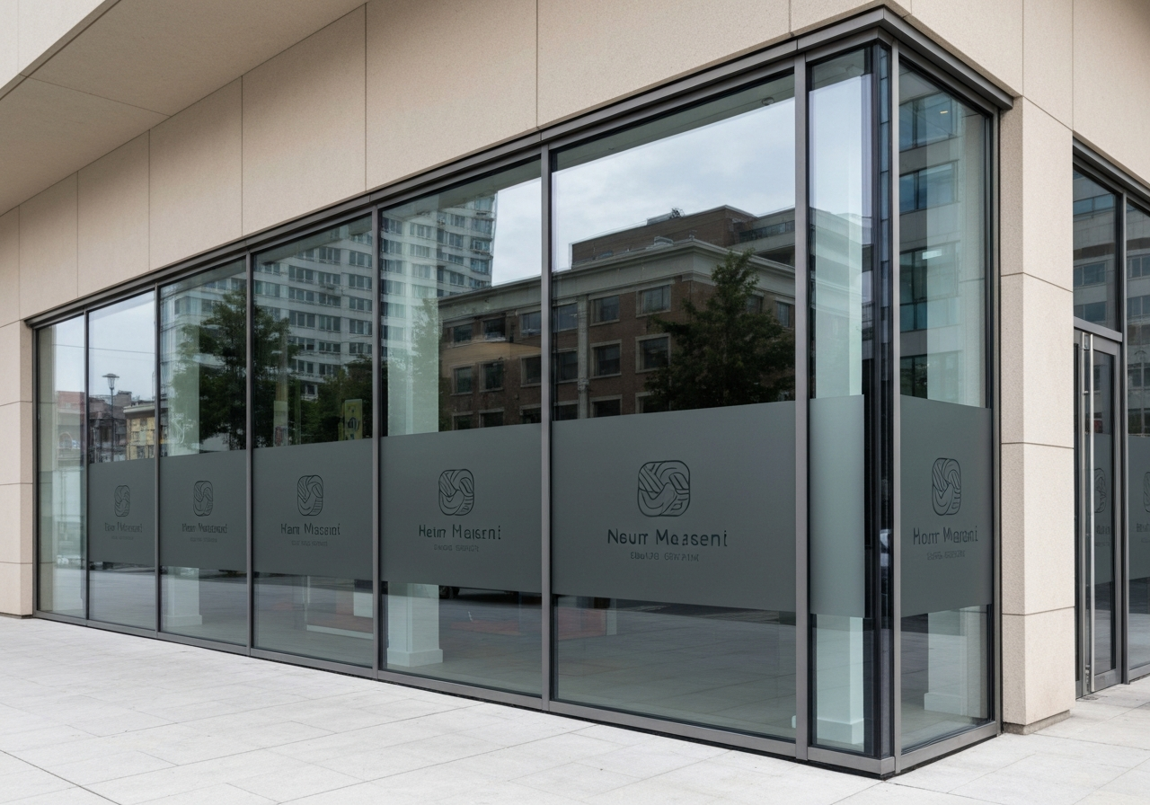 Retail storefront with decorative branding