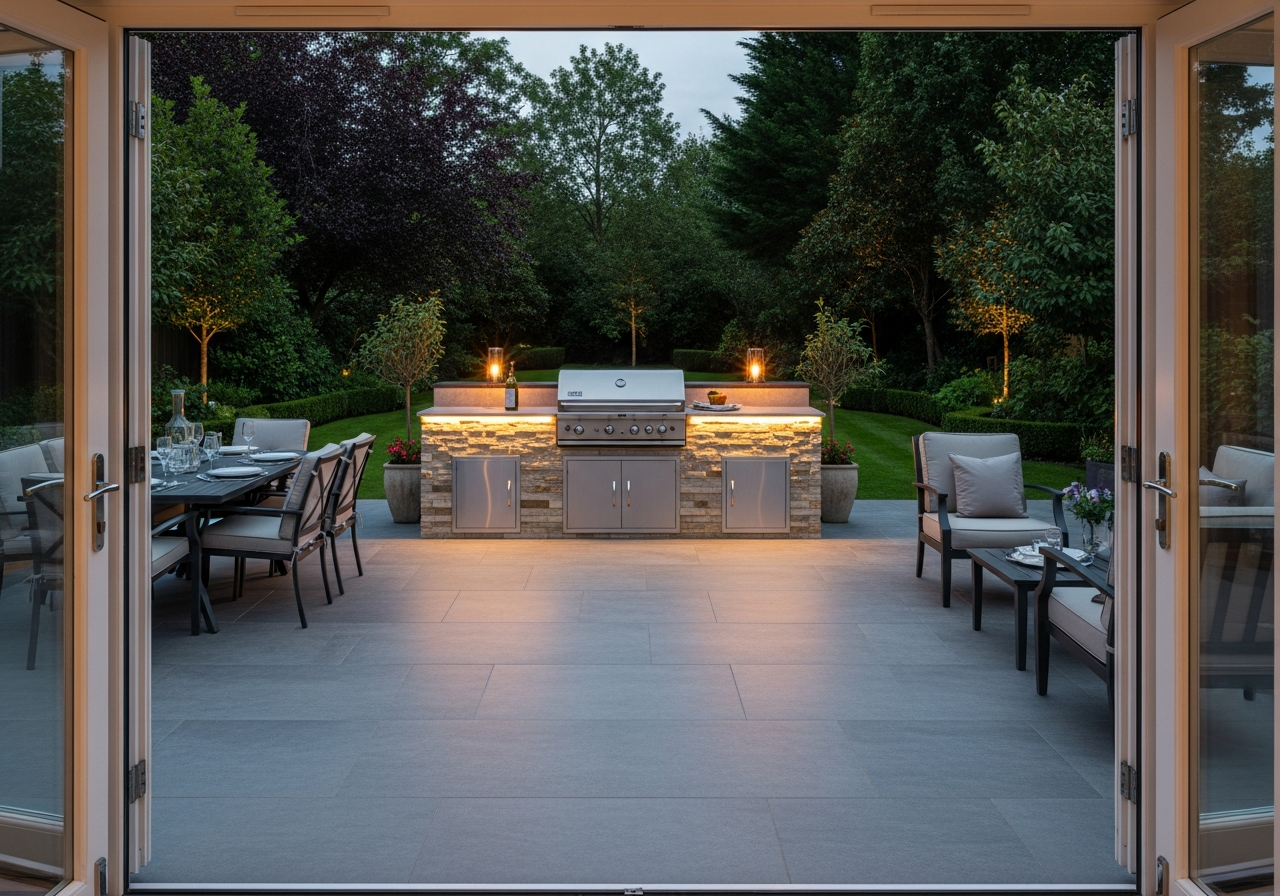 After: Porcelain Patio & Outdoor Kitchen Installation