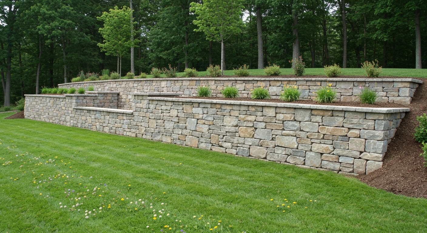 Completed retaining wall project in London, Ontario