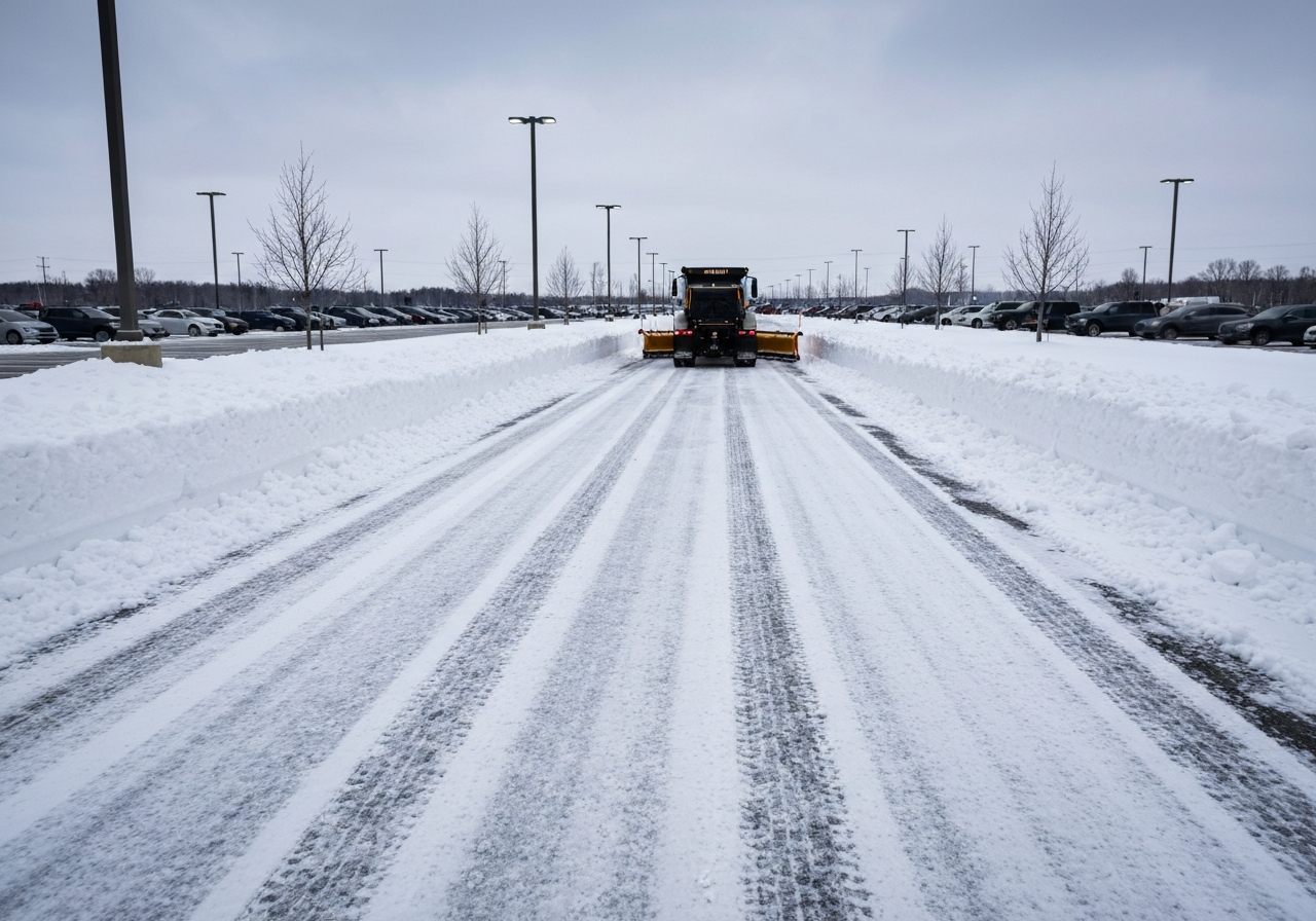 Commercial parking lot snow clearing