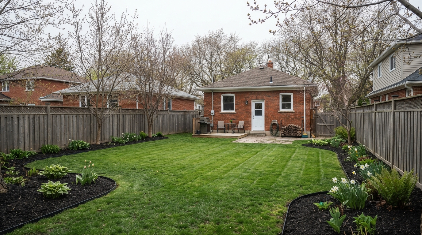Cleaned up spring yard ready for the season in London, Ontario