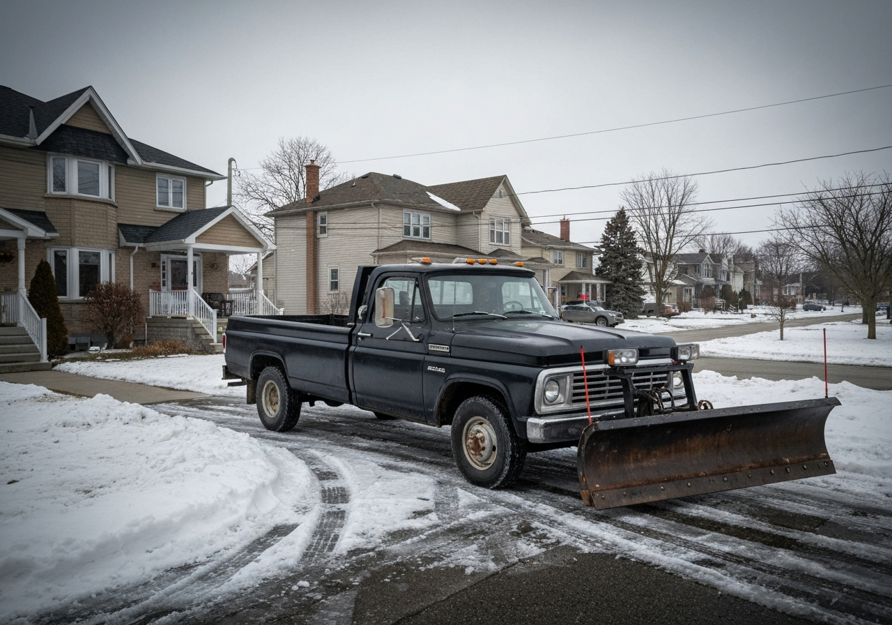 Residential driveway snow plowing in London, Ontario