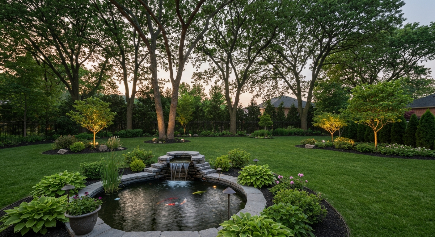 Completed backyard water feature in London, Ontario