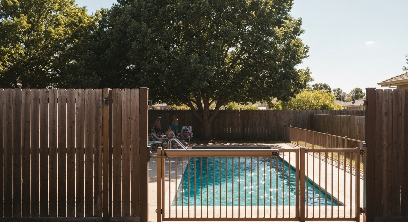 Pool enclosure fencing and gate