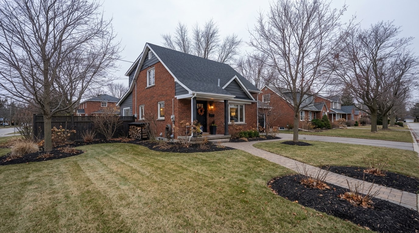 Yard fully prepped for winter in London, Ontario