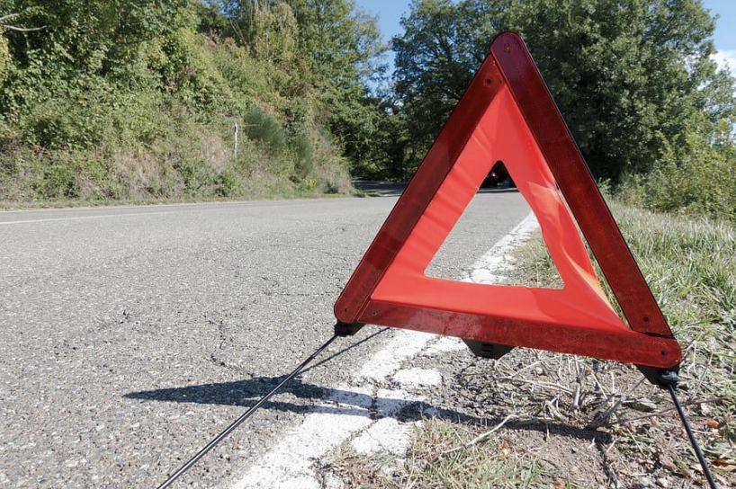 Hazard triangle on a road