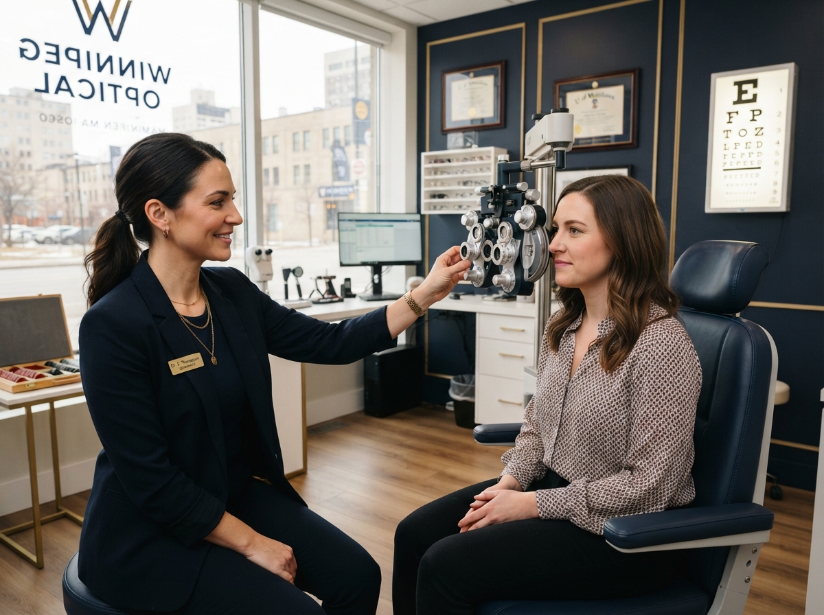 Comprehensive eye exam at Bani Optical Eyewear Winnipeg
