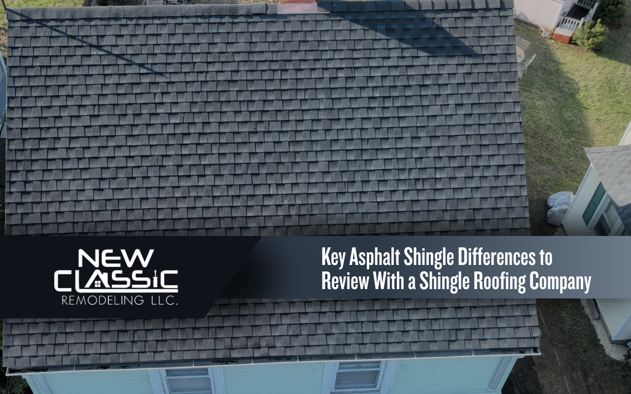 Residential asphalt shingle roof showing architectural shingles and clean roof details