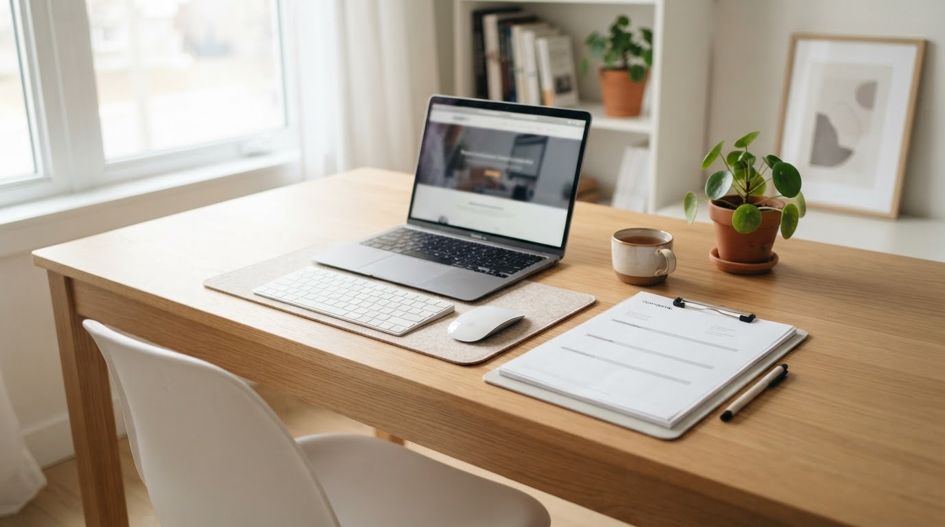 Desk with insurance quote paperwork