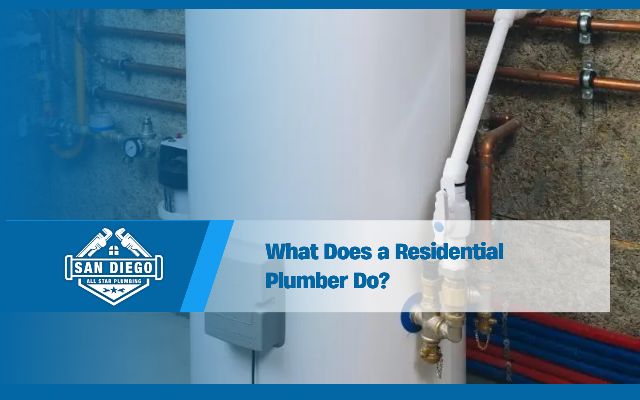 Professional residential plumber working on a home water system