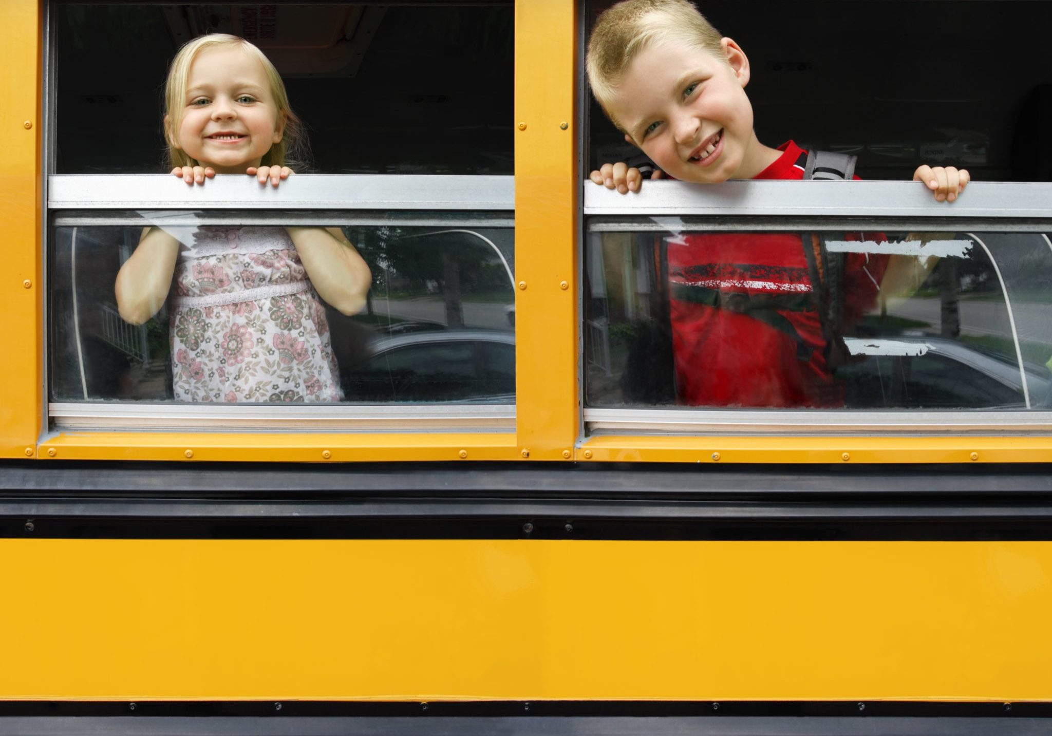 Children in a school bus