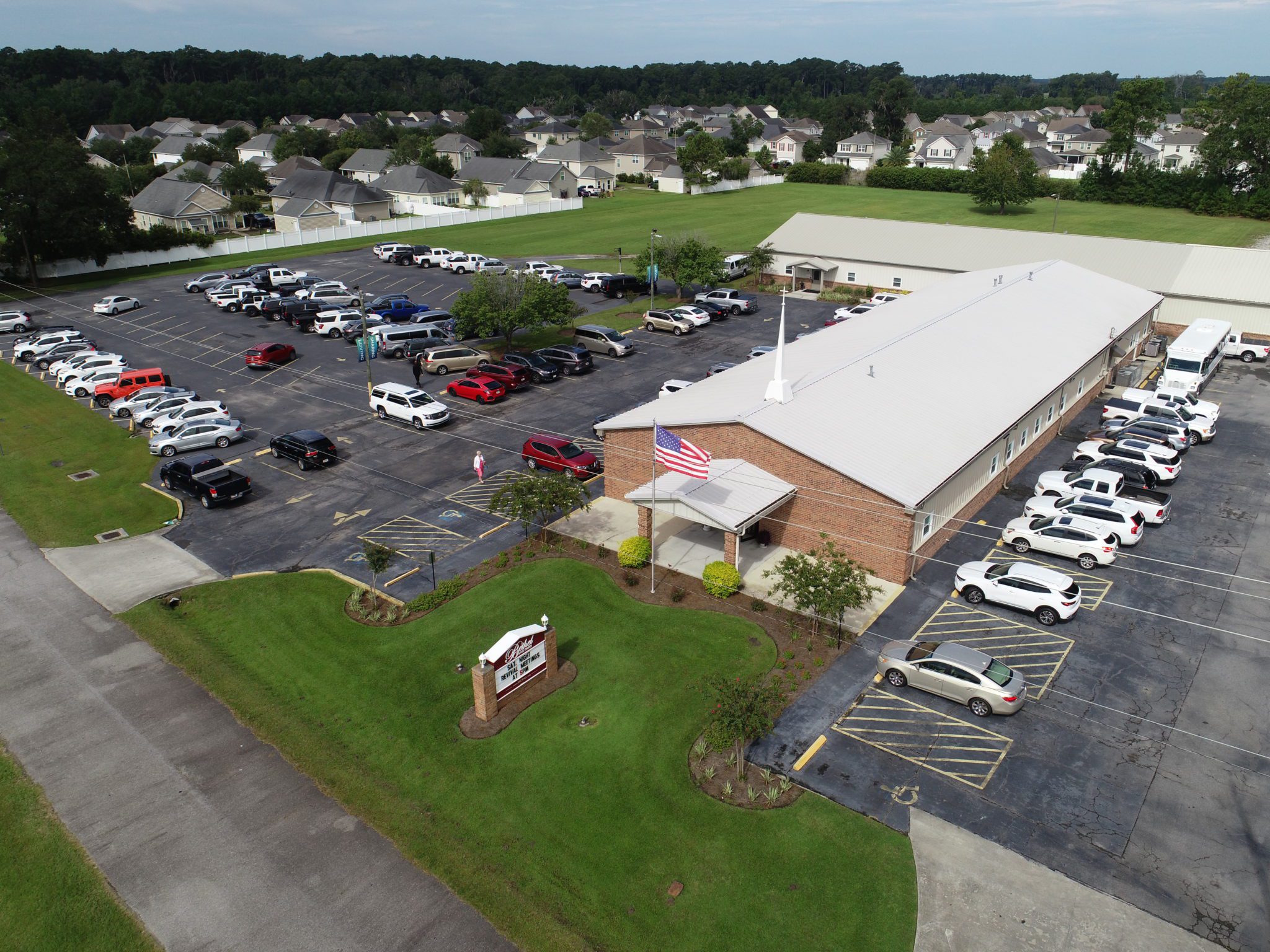 Aerial view of church campus