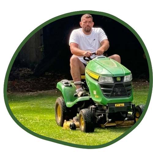 Colin's Gardening Services — Colin on his ride-on mower
