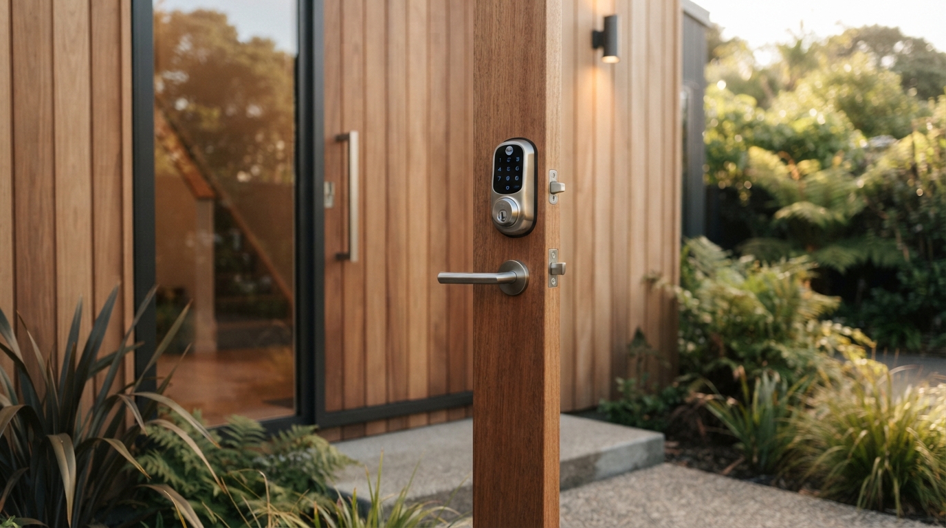 Lock on a residential door representing privacy and security
