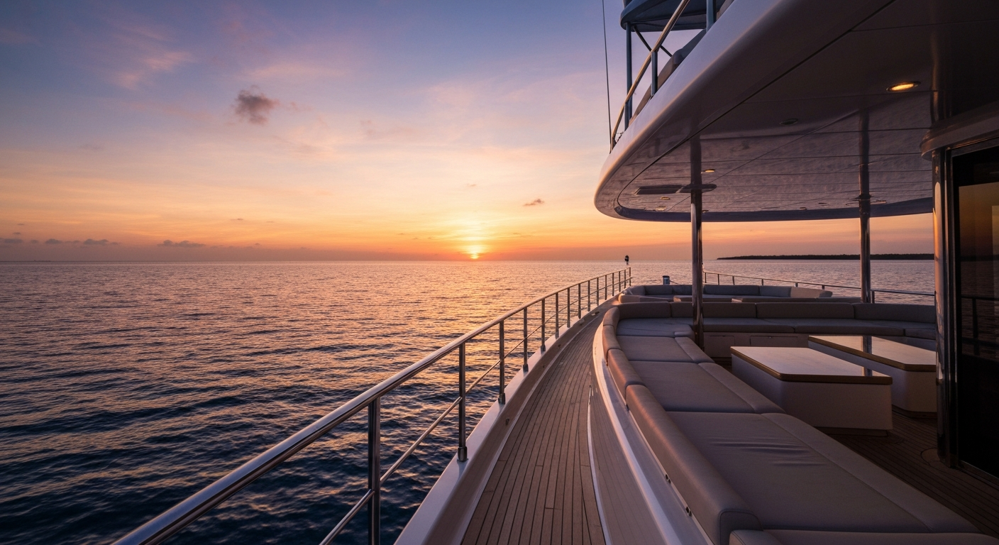Luxury Yacht Deck at Sunset