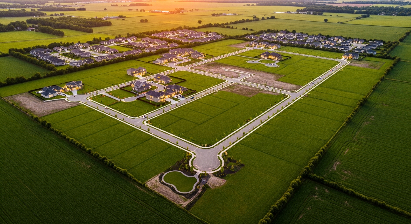 Aerial masterplanned subdivision