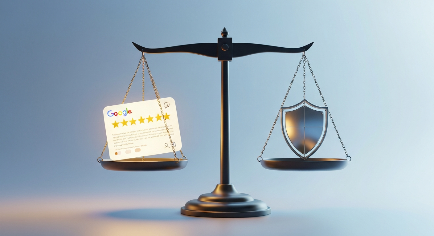 FTC compliant Google review request automation showing legal compliance and 5-star rating