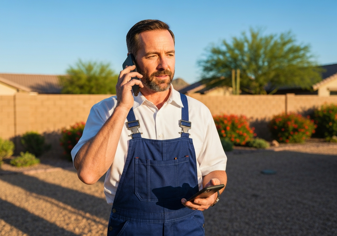 Home service professional using MIRK Technologies automation system