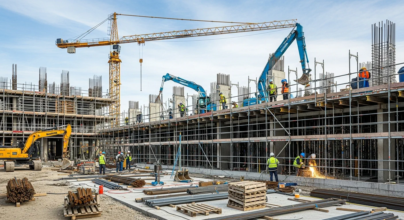 Cantiere BiBa Costruzioni - cantiere con gru e escavatori