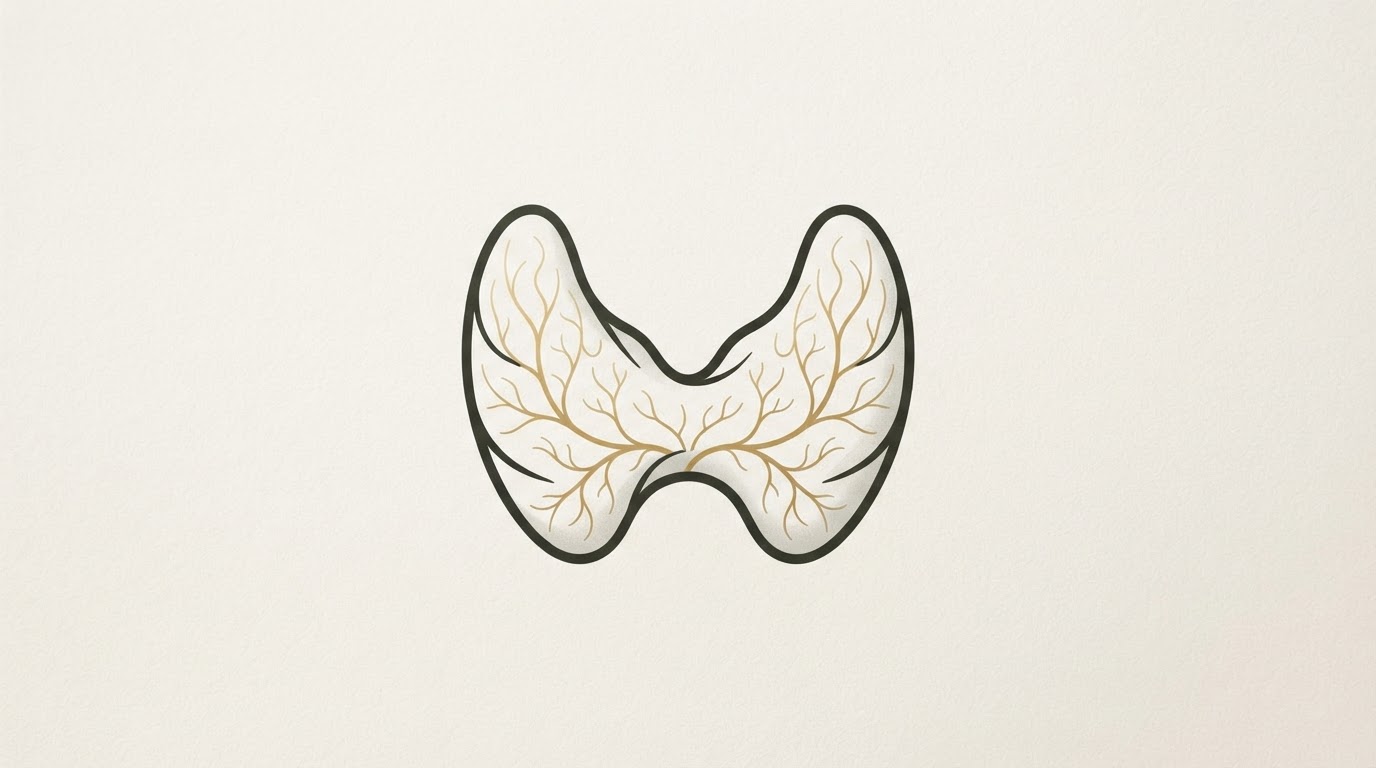 Ilustración de la glándula tiroides con forma de mariposa en el cuello, endocrinología en Melilla