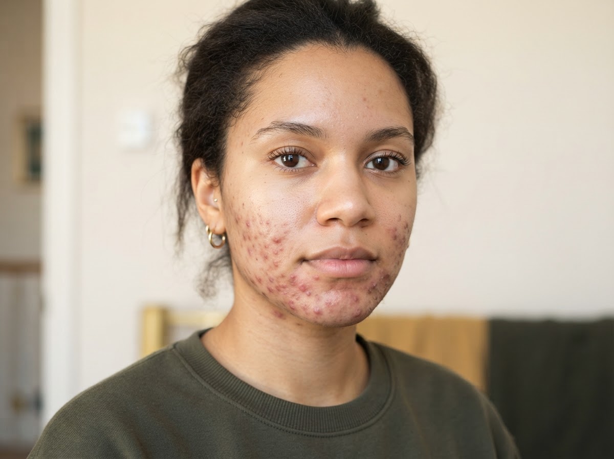 Mujer con acné persistente en la línea mandibular asociado al hiperandrogenismo del SOP