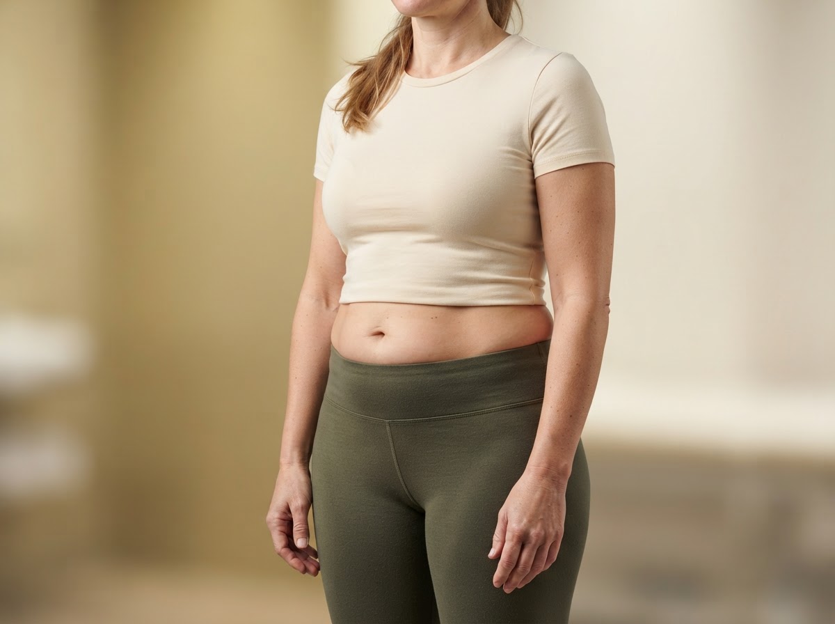Mujer con distribución de grasa abdominal característica del SOP