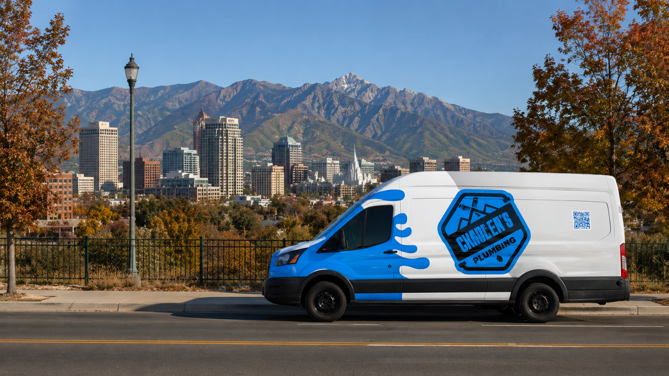 Chadler's Plumbing van in Salt Lake City, Utah