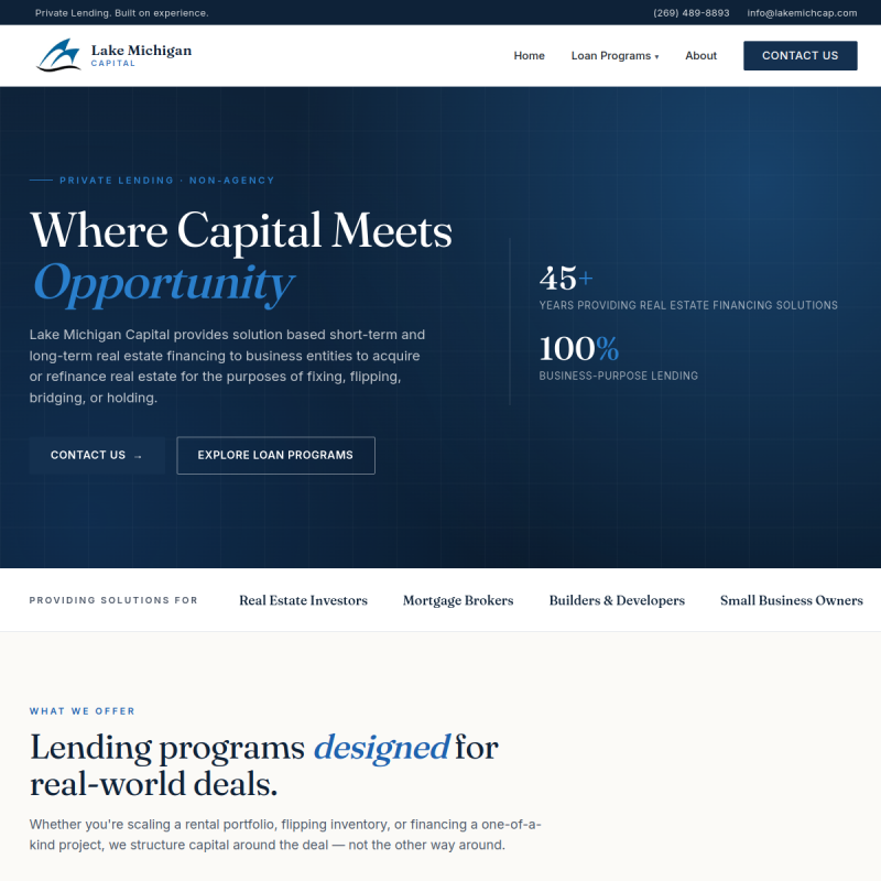 Lake Michigan Capital homepage preview