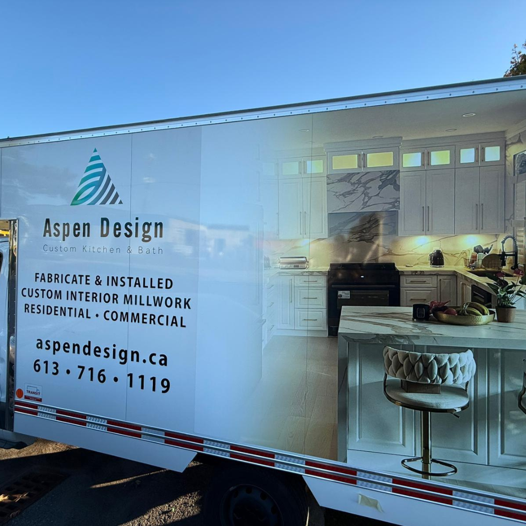 Aspen Design Custom Kitchen & Bath trailer wrap