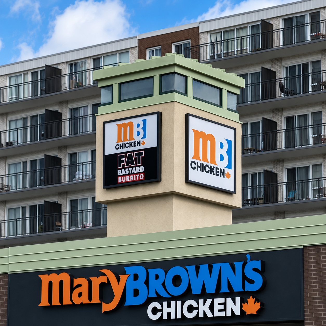 Mary Brown's Chicken channel letters and pylon