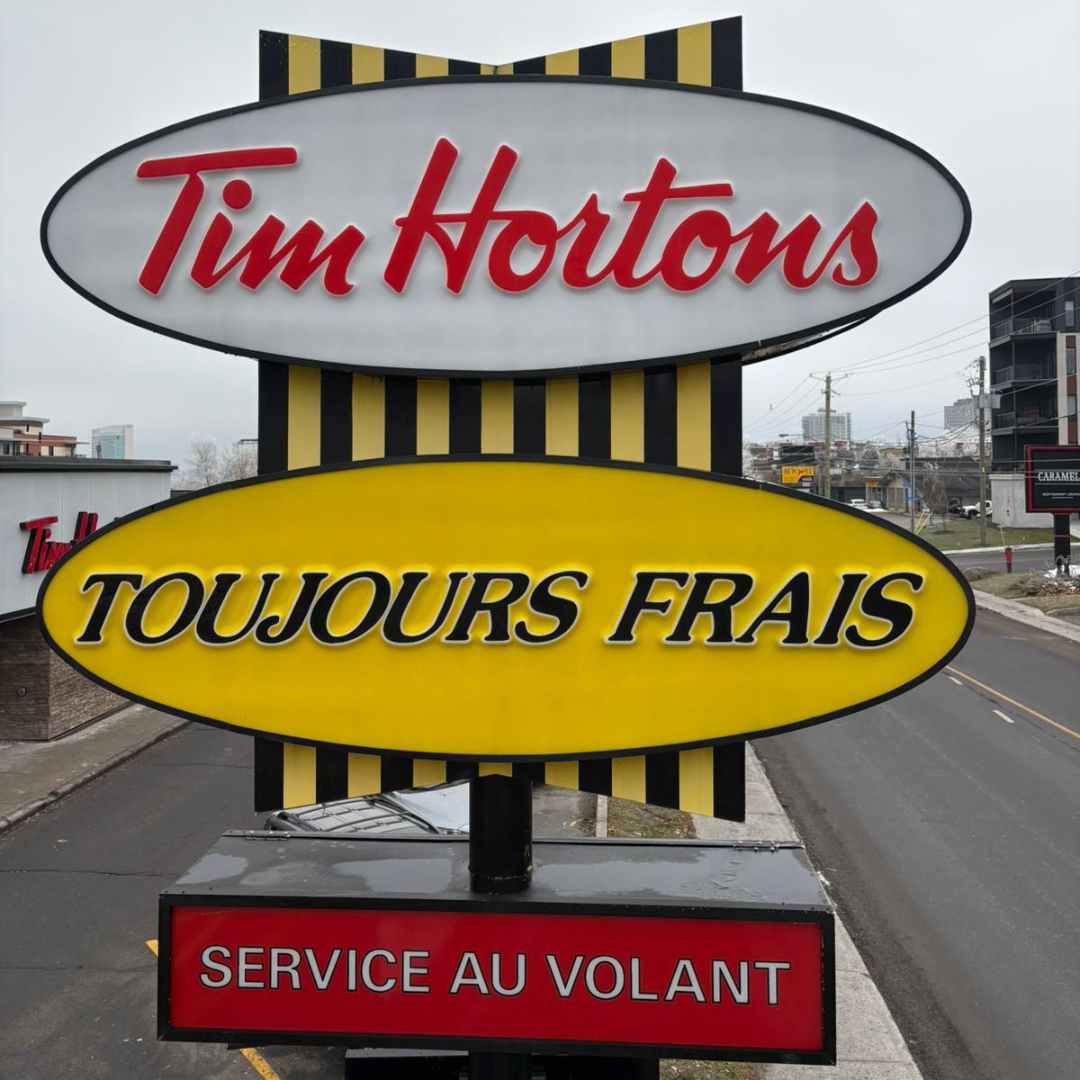 Tim Hortons multi-panel pylon sign