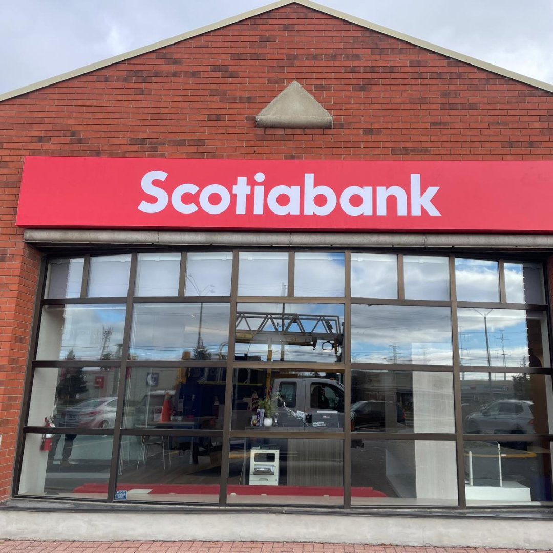 Scotiabank branch storefront signage