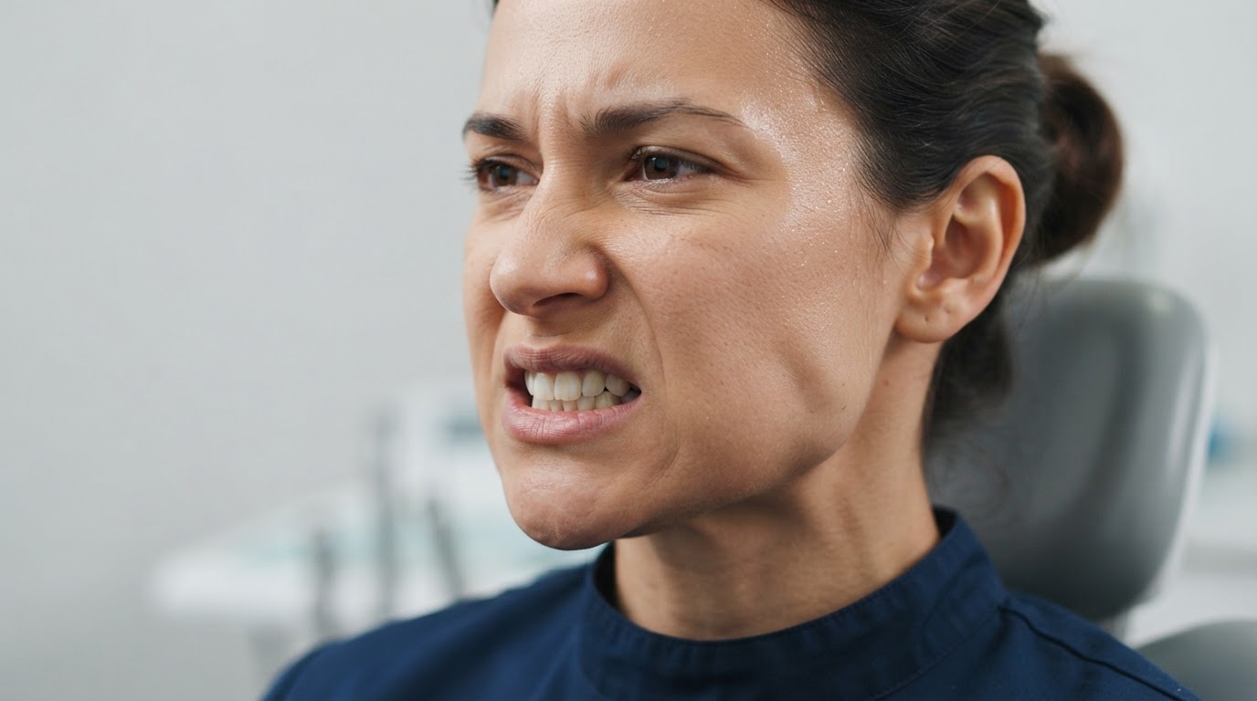 Illustrazione clinica del bruxismo: tensione mandibolare e serramento dei denti