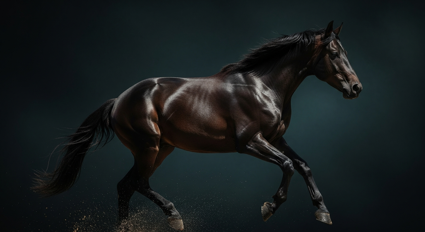 Athletic horse representing equine performance and health