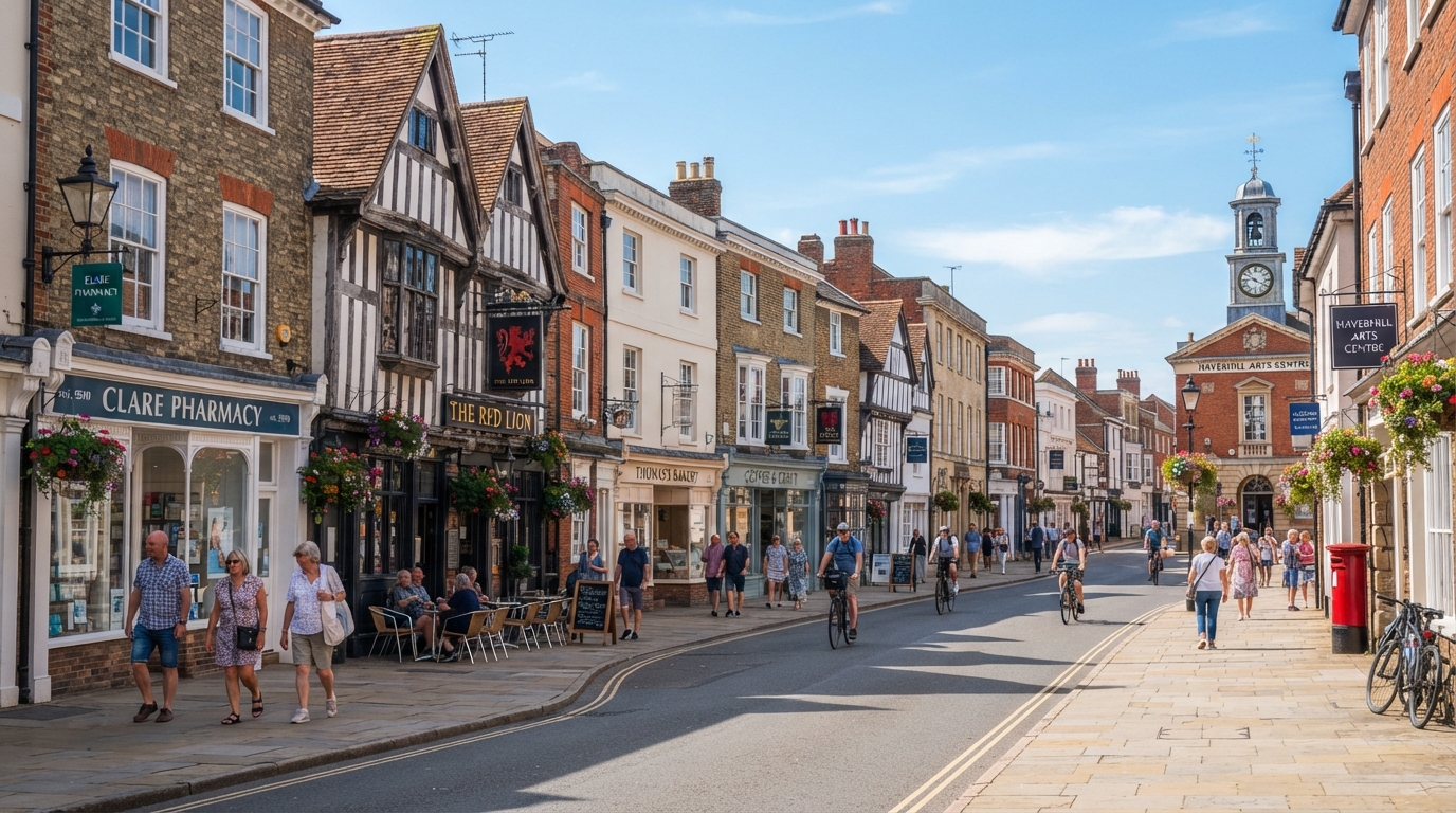 Haverhill High Street and town centre in Suffolk