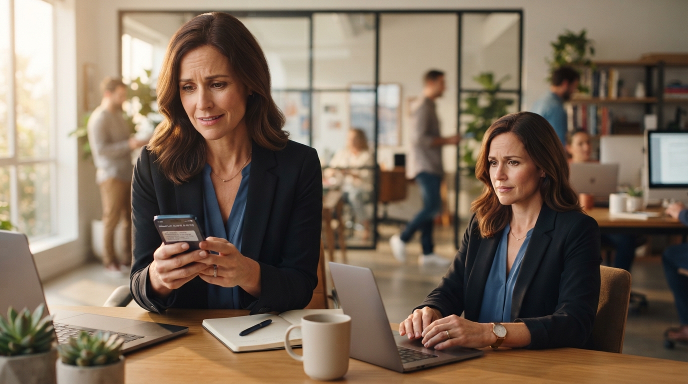 Business owner reviewing missed call notifications