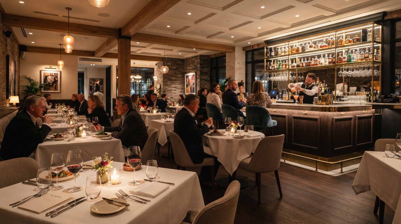 Modern restaurant interior with elegant table settings