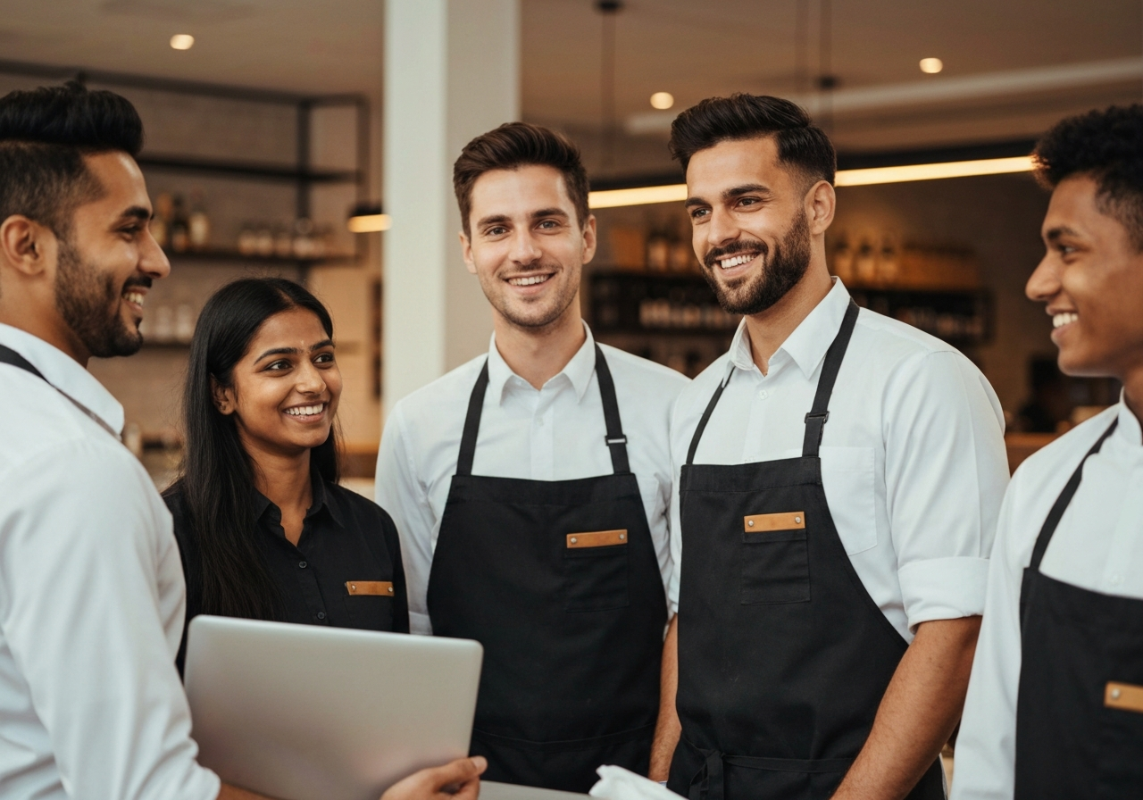 Restaurant team meeting