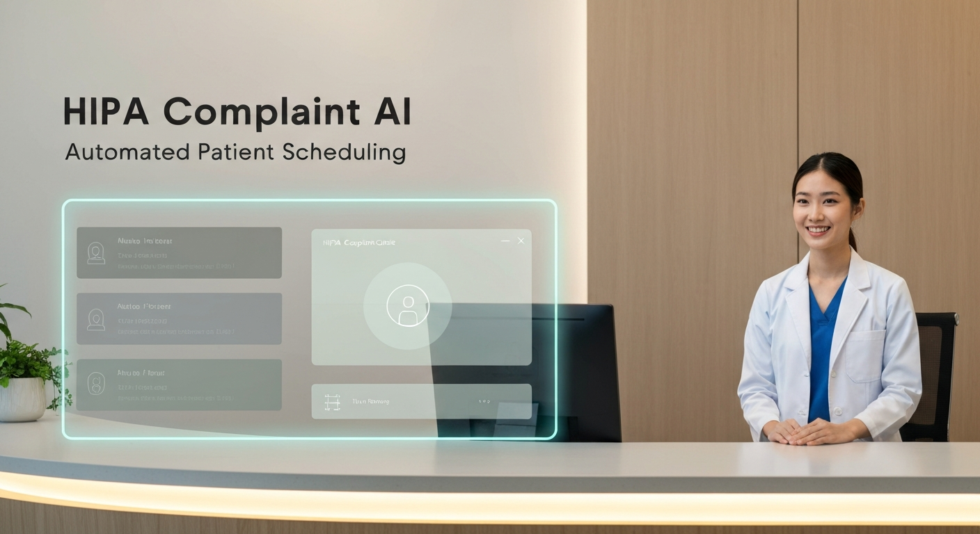A modern medical clinic reception desk with a glowing digital interface