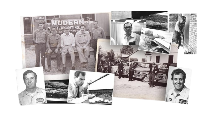 Modern Exterminating Company historical vehicles and team from 1952
