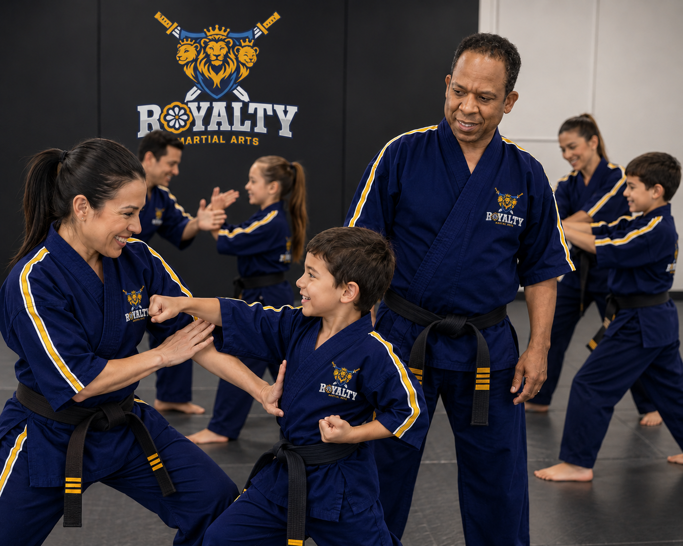 Founder with students at Royalty Martial Arts