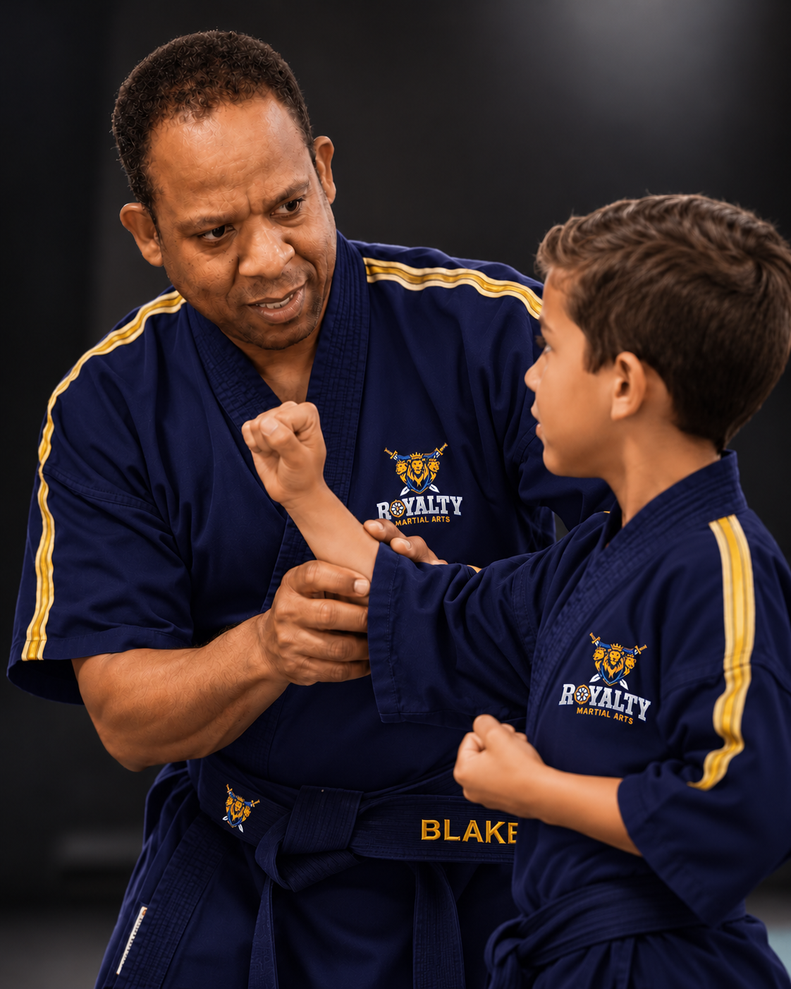 Instructor adjusting student's technique