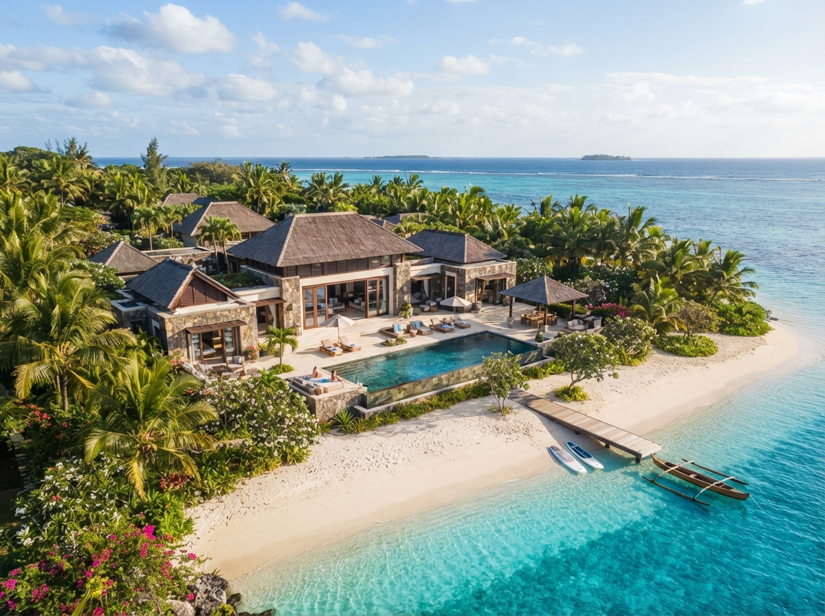 Tropical beachfront luxury villa estate