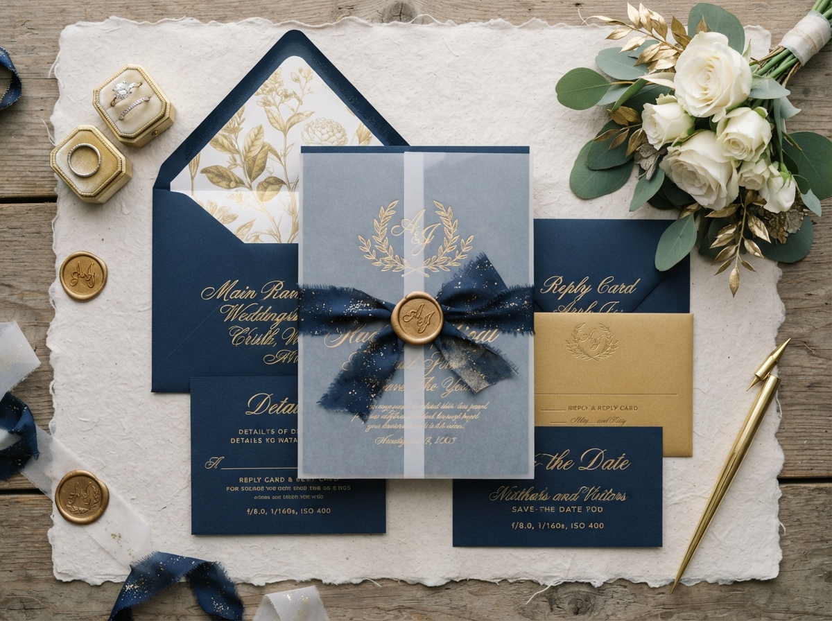 Gold Monogram Invitation Suite