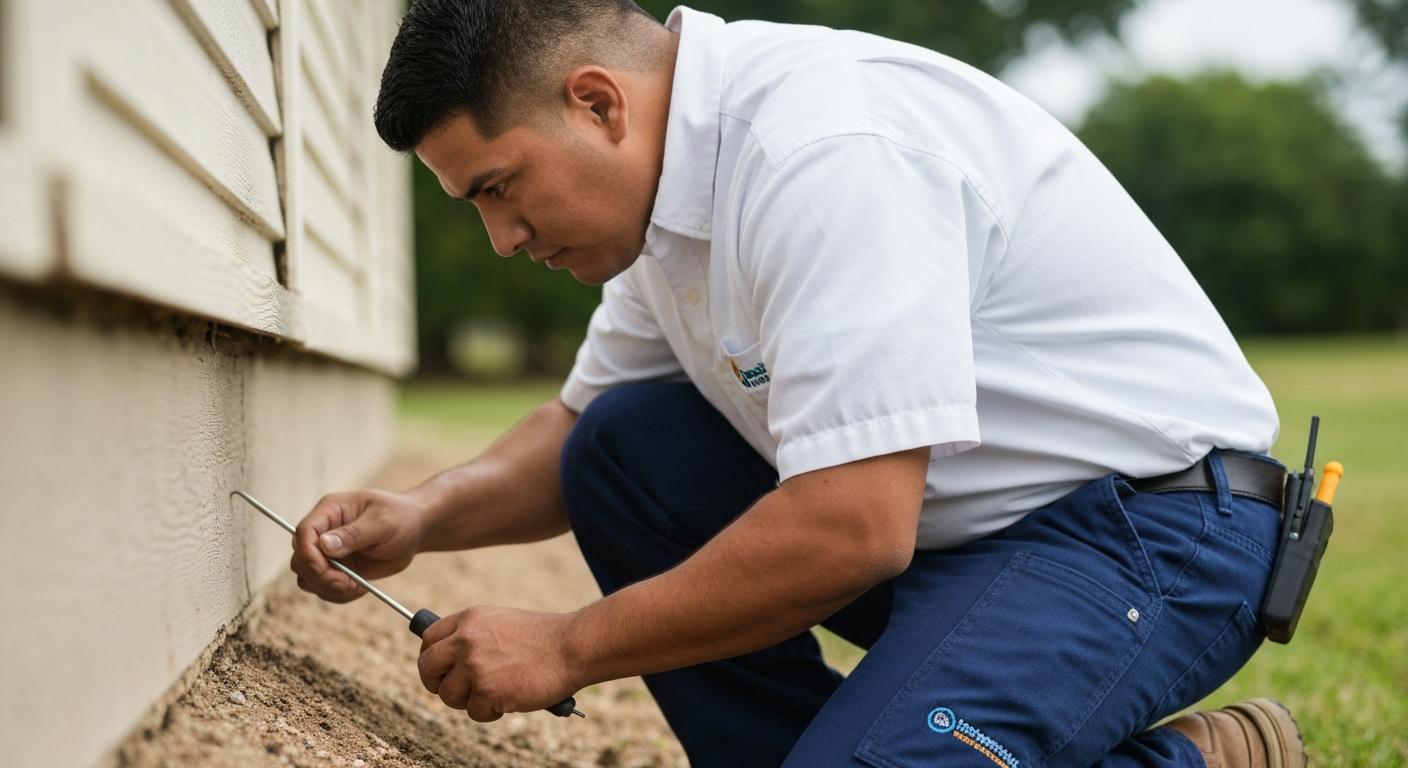 Pest control technician applying treatment