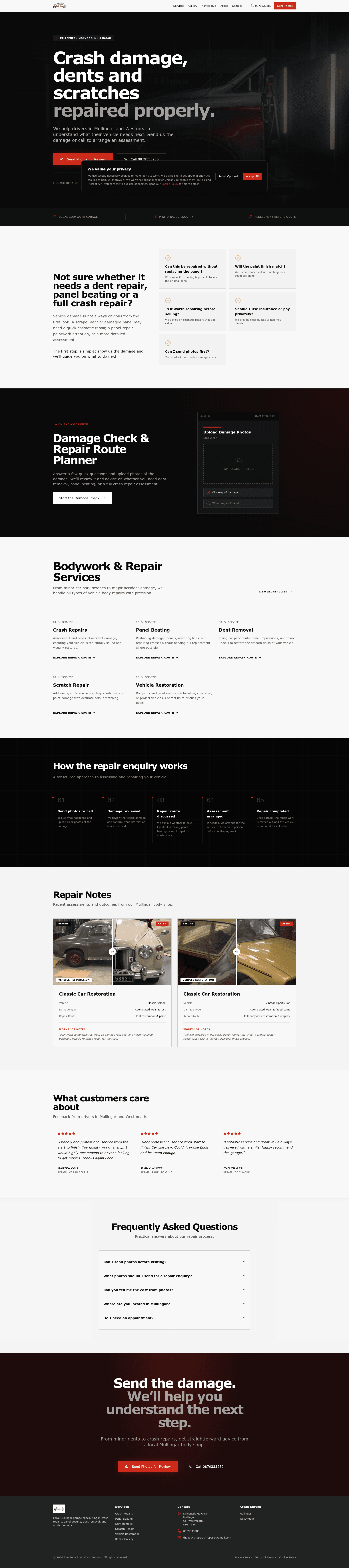 The Body Shop Crash Repairs Website Design