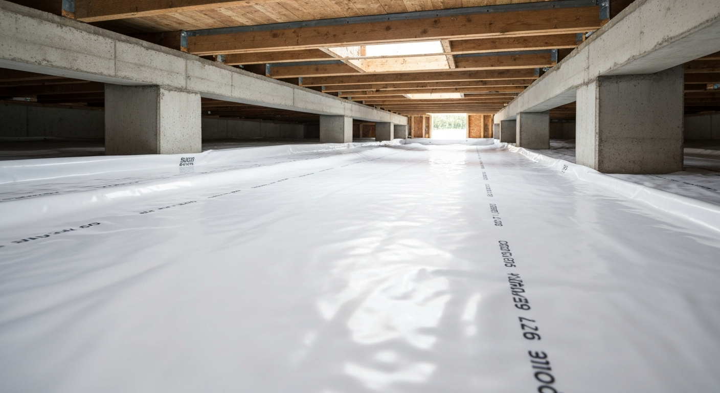 Clean crawl space with a vapor barrier